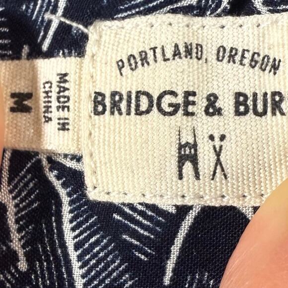 Bridge & Burn Women's M Blue White Geometric Rayon Shirt Dress Pockets - Picture 4 of 7